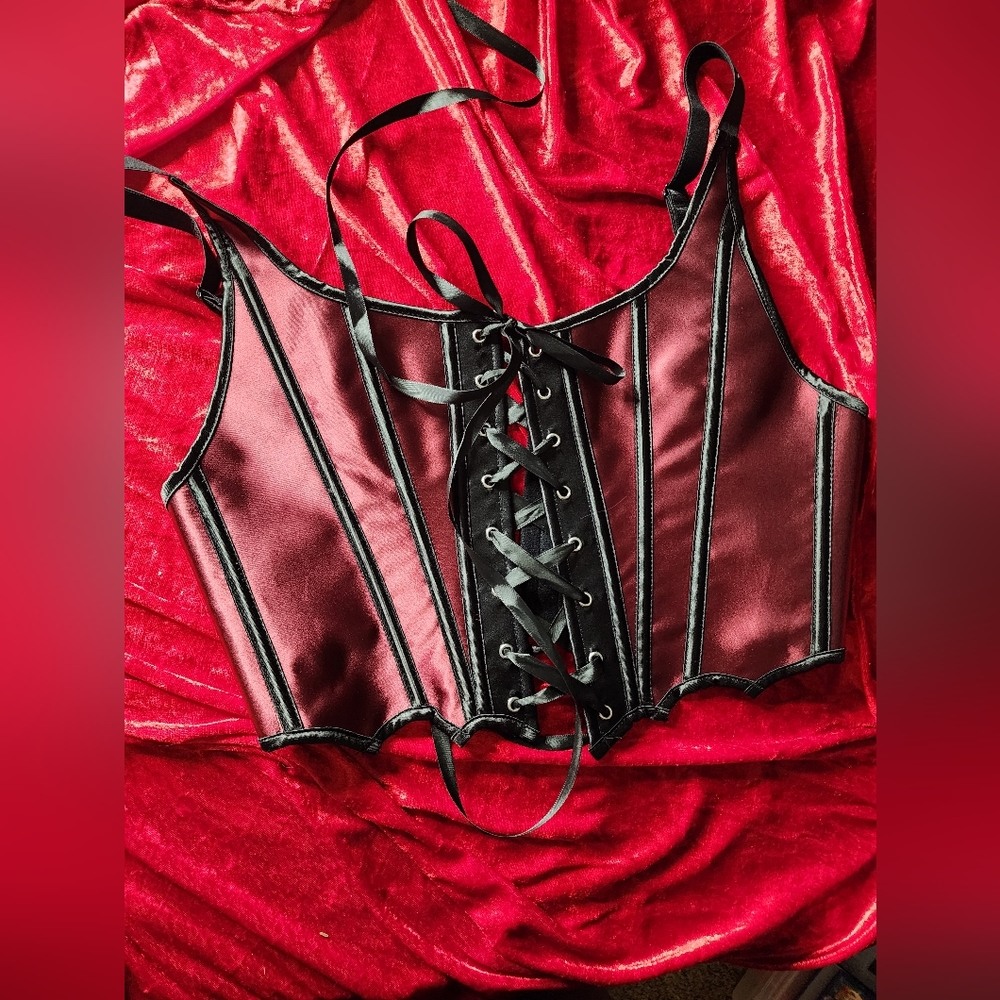 Forest Ink Red Batwing Corset Size Small